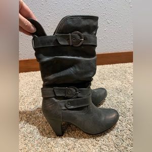 White Mountain Gray Faux Leather Boots